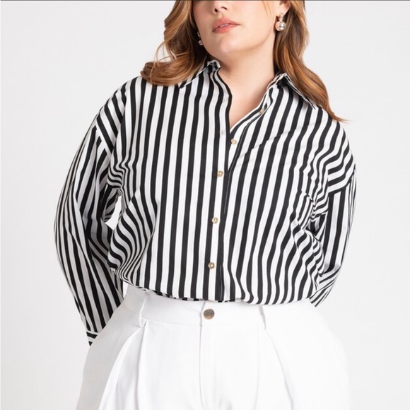 NWT ELOQUII preppy striped button down shirt size 18 - Picture 1 of 4